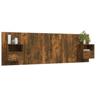 Berkfield Home Classic Bed Headboard with Cabinets Smoked Oak Engineered Wood in Brown