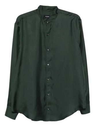 Giorgio Armani mandarin-collar silk shirt - Green