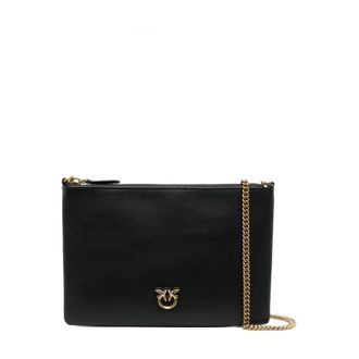Pinko Classic Flat Love Bag Simply - Dames - Schoudertassen - Zwart - ONE Size - Leer - Tassen