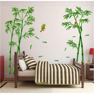 OEM 6090cm2, Adhesivo De Pared Grande De Bamb&uacute;, Adhesivo De Pared De Planta Verde Con P&aacute;jaro Para Dormitorio, Sala De Estar Y Oficina