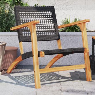 Berkfield Home Garden Chairs 2 pcs Black Poly Rattan & Acacia Wood