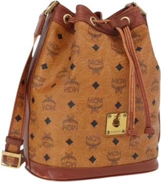 MCM Pre-owned Bucket Bags, female, Brown, Size: ONE SIZE Pre-owned PVC Shoulder Bag