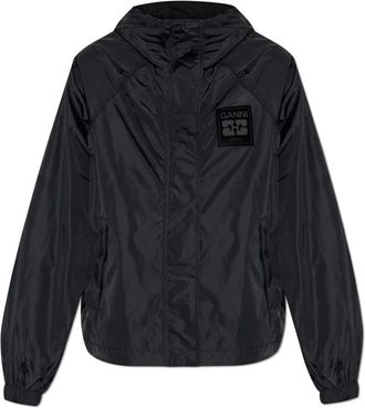 Ganni Hooded Jacket - Dames - Zomerjassen - Zwart - S/M - Nylon - Jassen