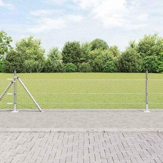 vidaXL Vidaxl - Reja Con Postes Plateado 0.4 X 50 M Acero Recubierto De Pvc