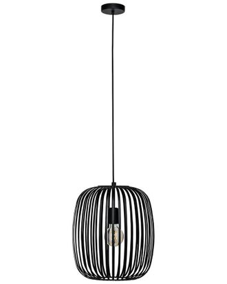 Eglo Eglo Romazzina 1 Light Cage Pendant With Black Finish & Black Shade