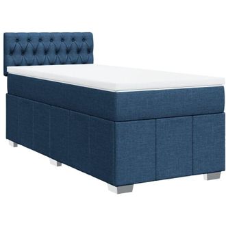 vidaXL Cama Box Spring Con Colch&oacute;n Tela Azul 90x200 Cm Vidaxl