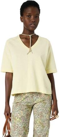Gerard Darel Marisa V-Neck Short Sleeve T-Shirt in Yellow at Nordstrom, Size Large