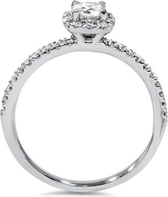 Pompeii3 1/2ct Diamond Cushion Halo Engagement Ring 10K White Gold Size Selectable