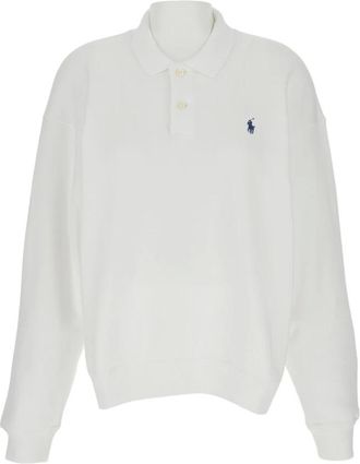 Polo Ralph Lauren Hoodies & sweatvesten, Dames, Wit, L, Katoen, Pullover met polokraag