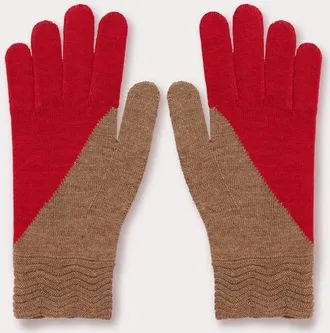 Seymoure Merino Wool Tech Gallery Colorblock Gloves in Heather Taupe/heather Red at Nordstrom
