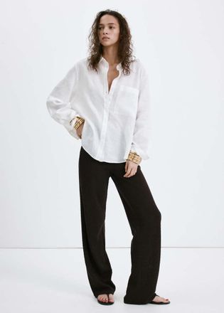 Mango Pantaloni dritti maglia marrone - Donna - XXS - MANGO