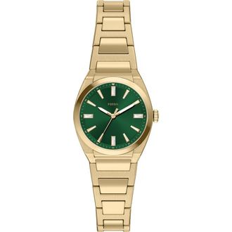 Fossil Small Everett Bracelet Watch, 27mm in Gold/green at Nordstrom