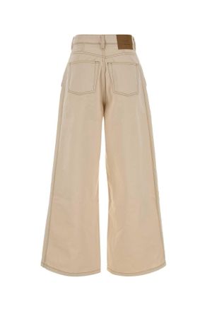 Ami Womens Sand Denim Wide-Leg Jeans Ecru Exterior: Cotton