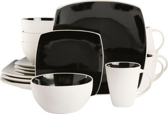 Gibson Home 16 Piece Stoneware Dinnerware Set in Black at Nordstrom