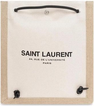 Saint Laurent Universite Logo Flat Crossbody Bag White >