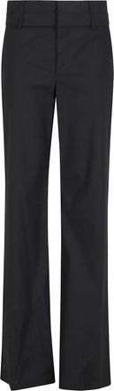 Federica Tosi Double-Waistband Poplin Broeken - Dames - Wijde Broeken - Zwart - M - Leer - Broeken
