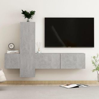 vidaXL Set di Mobili Porta tv 3 pz Grigio Cemento in Legno Multistrato - Vidaxl