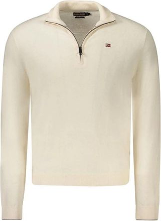 Napapijri Witte Wol Heren Trui - Heren - Coltruien - Wit - XL - Wol - Truien & Vesten