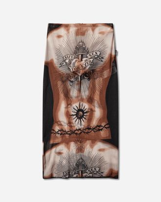 Jean Paul Gaultier Women s Re-Edition Safe Sex Tattoo Long Skirt Black