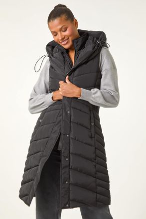 Roman Chevron Quilted Hooded Gilet