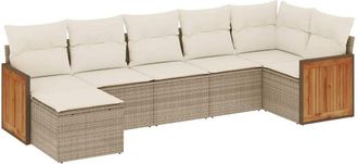 vidaXL Vidaxl - Set Sof&aacute;s De Jard&iacute;n 7 Piezas Y Cojines Rat&aacute;n Sint&eacute;tico Beige