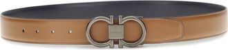Ferragamo Brown Gancini Solid Reversible Belt