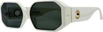 Linda Farrow Bailey Zonnebril - Wit/Groen UV-bescherming - Dames - Zonnebrillen - Wit - ONE Size - Accessoires