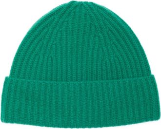 Nordstrom Rack Cashmere Ribbed Beanie in Green Ultra at Nordstrom Rack