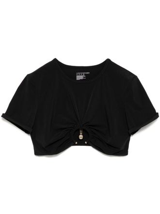 CHRISTOPHER ESBER Ruched Orbit Crop T-shirt - Black