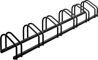 Relaxdays Relaxdays Soporte Bicicletas Suelo, Para 6 Bicis, Aparca Bicis, Ruedas De Hasta 60mm, Aparcabicicletas Acero, Antracita