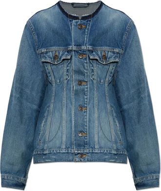 Balenciaga Denim Jas met Rauwe Rand - Dames - Spijkerjassen - Blauw - S - Denim - Jassen