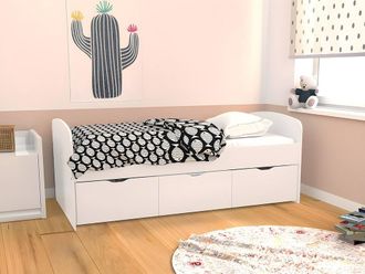 Vente-Unique LOUANE Bed With 2 Drawers & 1 Storage Box - 90 X 190 Cm - White | Size: Single