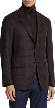 Ermenegildo Zegna Couture Glen Plaid Cashmere & Silk Sport Coat in Dark Brown at Nordstrom, Size 36 Us