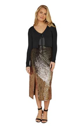 Yumi Metallic Rib Knit Bolero in Black at Nordstrom, Size Small