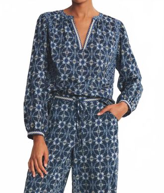 Velvet Claudie Blouse In Navy