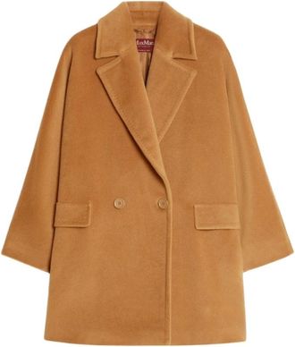 Max Mara Jassen, Dames, Beige, 2Xs, Wol, Luxueuze wollen jas met oversized silhouet