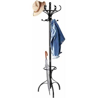Costway Appendiabiti da Terra, Appendi Cappotti, Porta Cappotti da Ingresso, 182 x 48 x 48 cm (Nero)