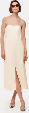 Whistles Bandeau Front Slit Midi Dress in Neutral at Nordstrom, Size 12