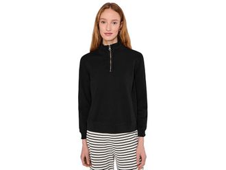 Mod-o-doc Long Sleeve Half-zip Funnel Neck Sweatshirt Womens Sweatshirt Black : LG (US 12-14), Cotton