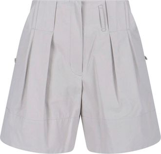 Low Classic Grey Mid-Rise Tailored Pleated Shorts