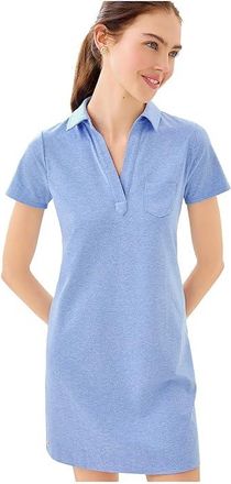 Lilly Pulitzer Dune Upf 50+ Short Sleeve Womens Dress Heathered Capri Blue : XXS, Polyester/Spandex