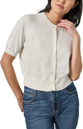 Lilla P Short Sleeve Linen-Blend Cardigan