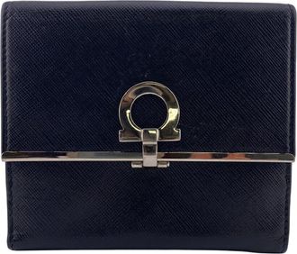 Ferragamo Black Leather Wallet (Bi-Fold) (Pre-Owned)