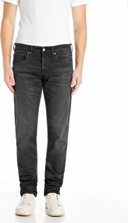 Replay Straight-Jeans REPLAY GROVER, Herren, Gr. 28, L&auml;nge 30, schwarz delav&eacute;, Denim/Jeans, Obermaterial: 99% Baumwolle, 1% Elasthan, straight fit lang, Jean