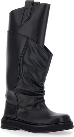 The Attico Womens Boots Passeggiata Black Leather Calf