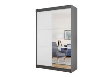 Mirjan24 Mobilier1 - Armario Dover 111, Grafito + Blanco, 205x138x60cm, Puertas De Armario: Correderas, N&uacute;mero De Estantes: 0