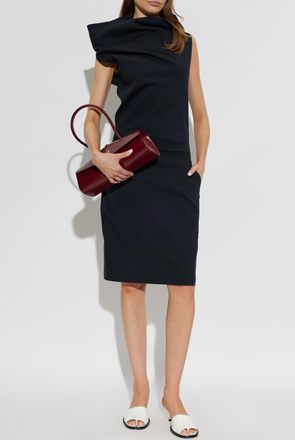 Issey Miyake Sleeveless Dress, Womens, Navy Blue