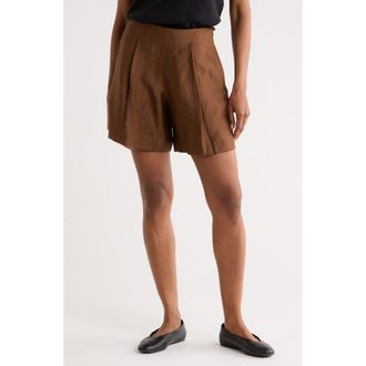L'agence Hadleigh Linen Blend Shorts in Sequoia Brown at Nordstrom Rack, Size 0