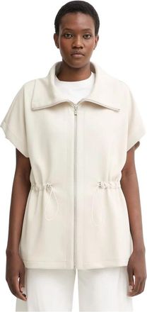 Joseph Ribkoff Scuba Jersey Boxy Jas Met Trekkoord Taille - Dames - Zomerjassen - Beige - XS - Leer - Jassen