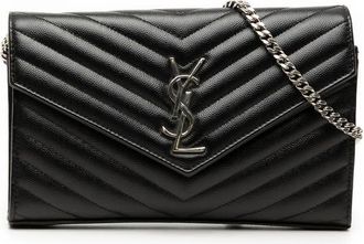 Saint Laurent Pre-owned Saint Laurent Grain De Poudre Chevron Monogram Envelope Chain Wallet Ladies VDJ4JCZC1MI9QORC